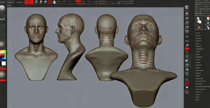 ZBrush男性头像半身骨骼数字雕刻训练视频教程(图5) ZBrush男性头像半身骨骼数字雕刻训练视频教程(图5)