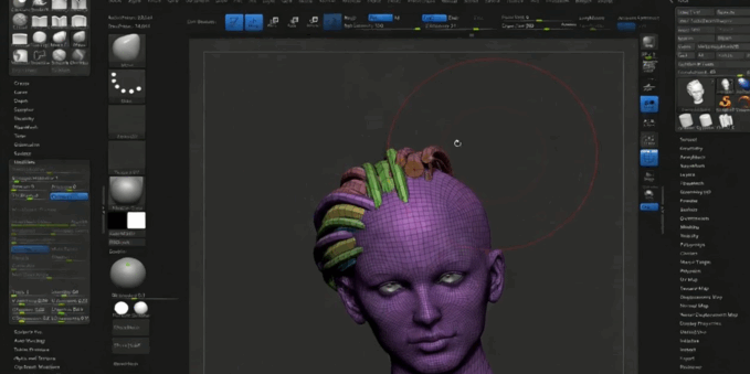 Zbrush头发雕刻自定义画笔技术视频教程 (图4) Zbrush头发雕刻自定义画笔技术视频教程 (图4)