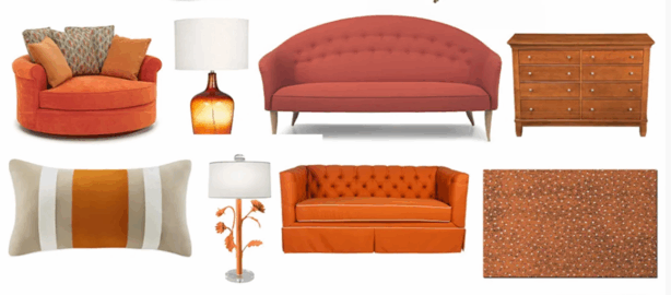 橙色系列家具灯饰布艺饰品等软装素材(图3)