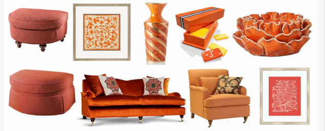 橙色系列家具灯饰布艺饰品等软装素材(图2)