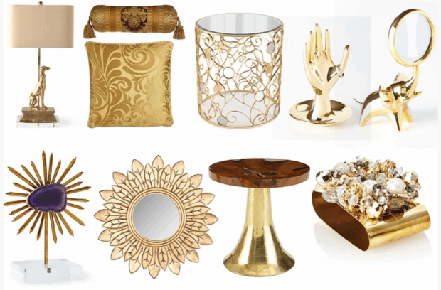 金色系列家具灯饰布艺饰品等软装素材(图3)