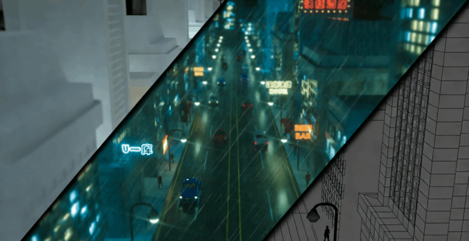 C4D模型，场景，雨后夜景(图2)