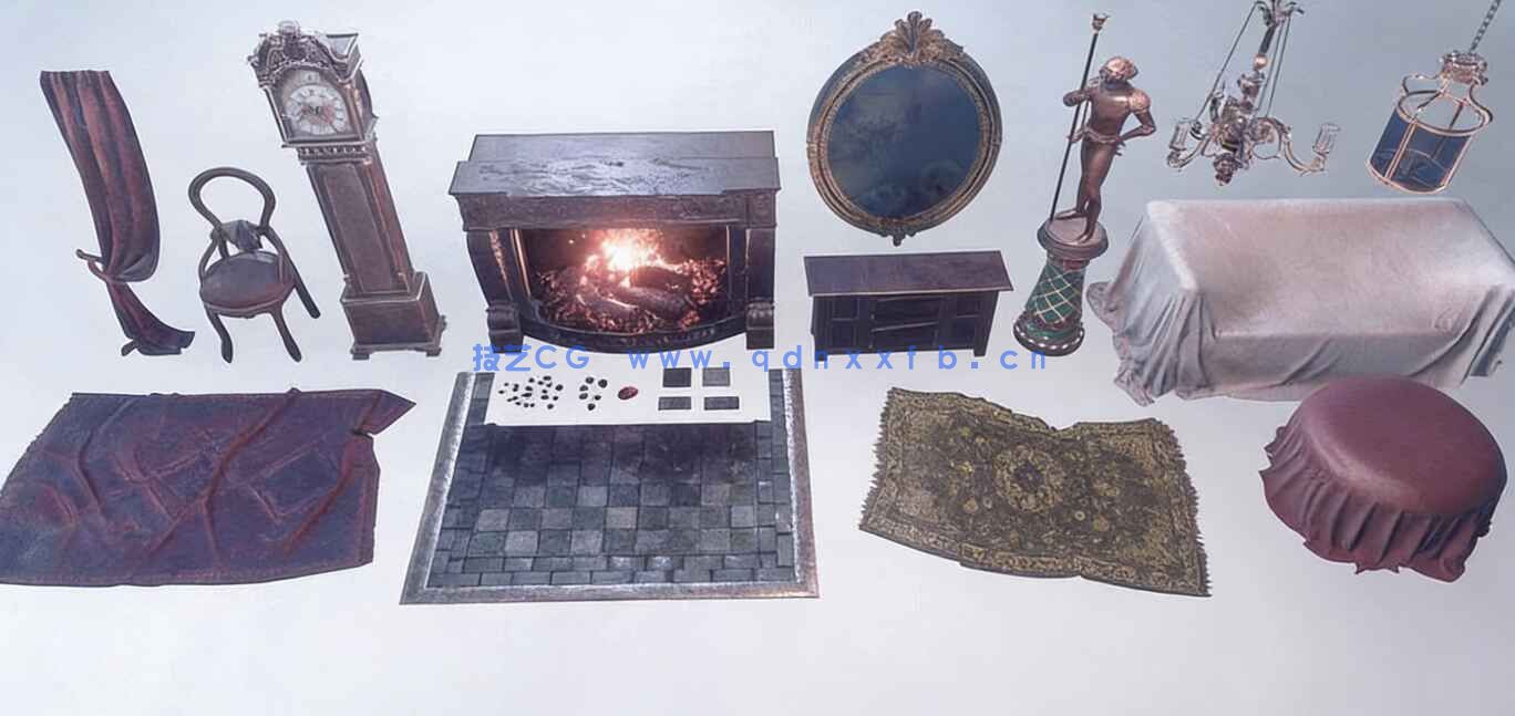 19世纪末古老宅邸大厅场景UE游戏素材(图7) 19世纪末古老宅邸大厅场景UE游戏素材(图7)