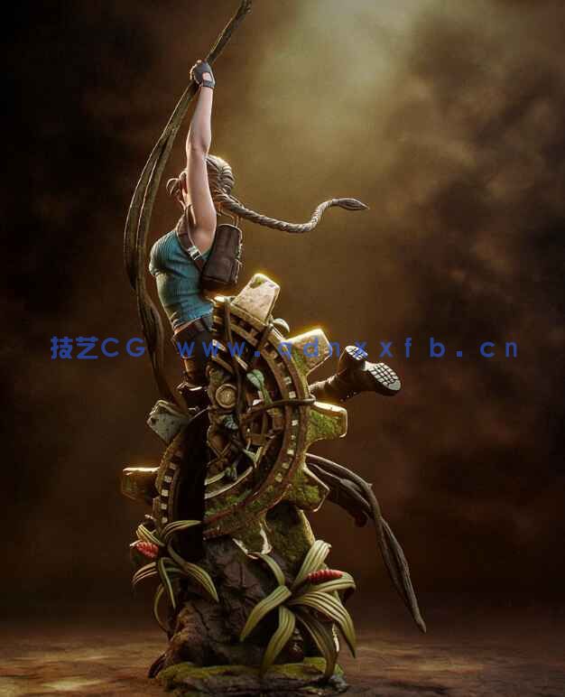 [3D打印人物] 劳拉·克劳馥Lara Croft飞跃姿势《古墓丽影》游戏角色雕刻手办3D打印模型(图6)