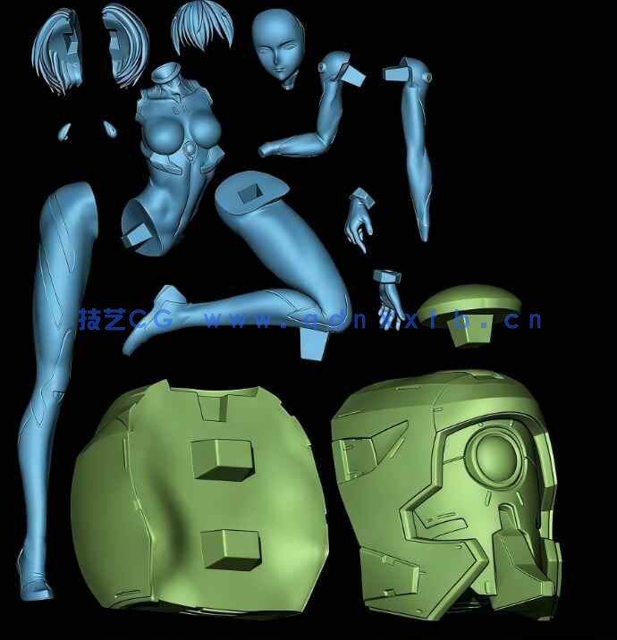 [3D打印人物] 绫波丽Rei Ayanami半跪《新世纪福音战士》动漫角色雕刻手办3D打印模型(图6)