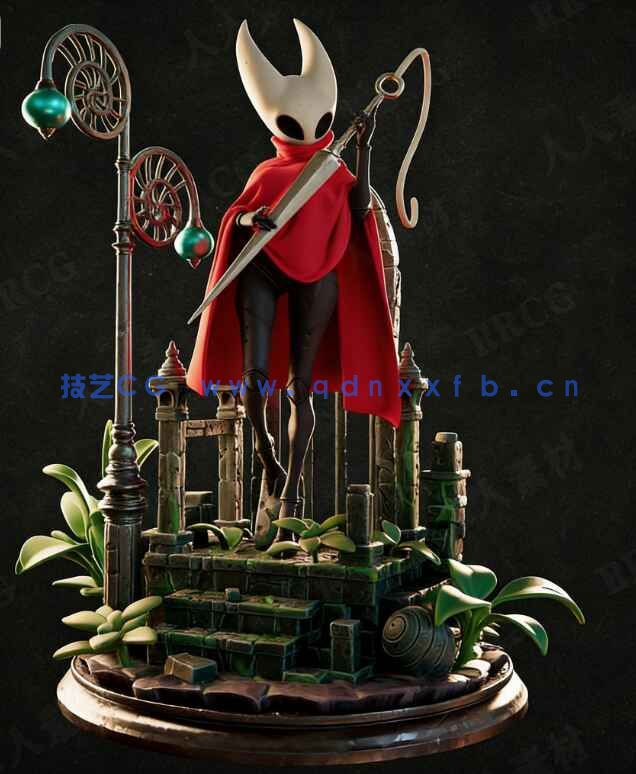 [3D打印人物] 黄蜂女Hornet持剑《空洞骑士》游戏角色雕刻手办3D打印模型(图4)