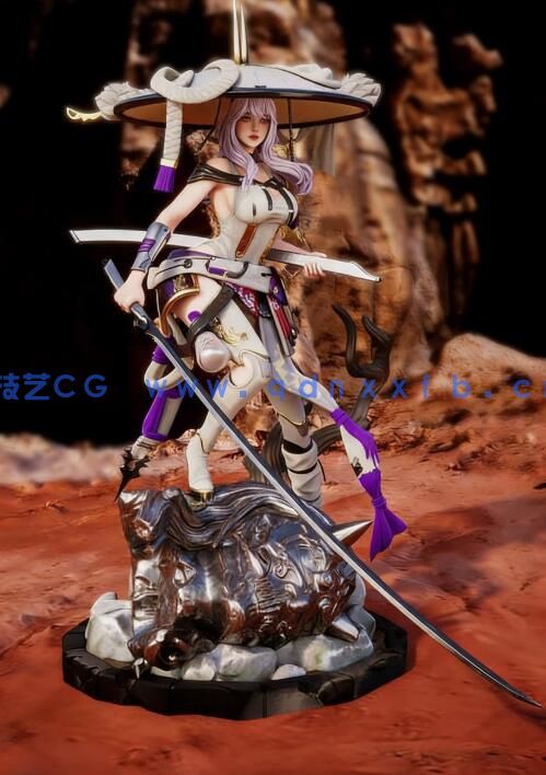 [3D打印人物] 流浪剑士Scarlet《剑星》游戏角色雕刻手办3D打印模型(图3)