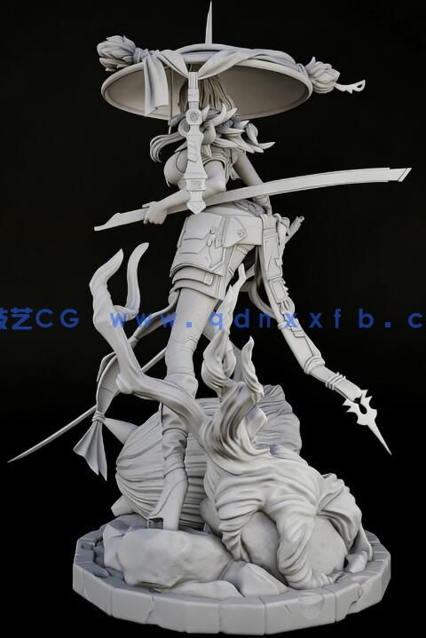 [3D打印人物] 流浪剑士Scarlet《剑星》游戏角色雕刻手办3D打印模型(图6)