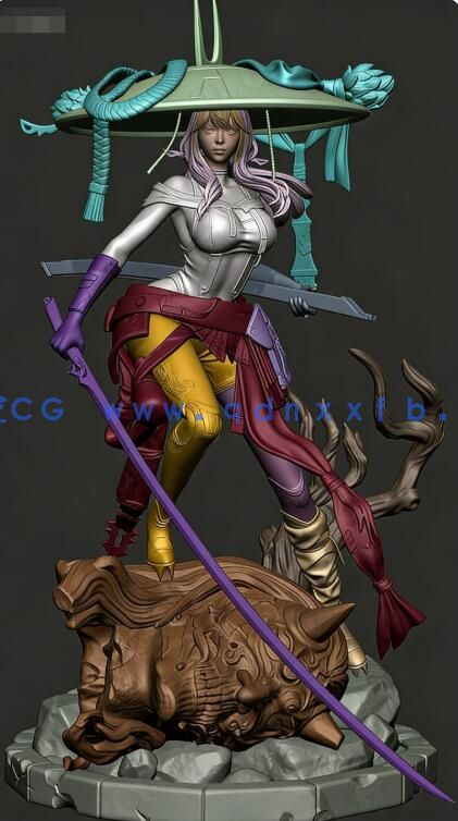 [3D打印人物] 流浪剑士Scarlet《剑星》游戏角色雕刻手办3D打印模型(图8)