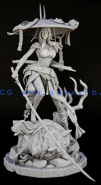 [3D打印人物] 流浪剑士Scarlet《剑星》游戏角色雕刻手办3D打印模型(图5)