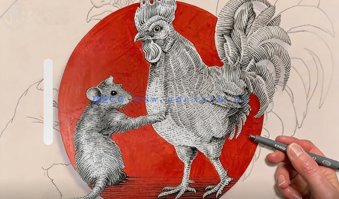 【中文字幕】用钢笔和墨水轻松掌握雕刻风格插画:猫与鸡的绘制(图1) 【中文字幕】用钢笔和墨水轻松掌握雕刻风格插画:猫与鸡的绘制(图1)