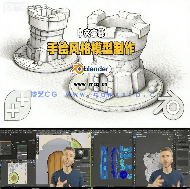 【中文字幕】Blender手绘风格低多边形模型实例制作视频教程(图7) 【中文字幕】Blender手绘风格低多边形模型实例制作视频教程(图7)