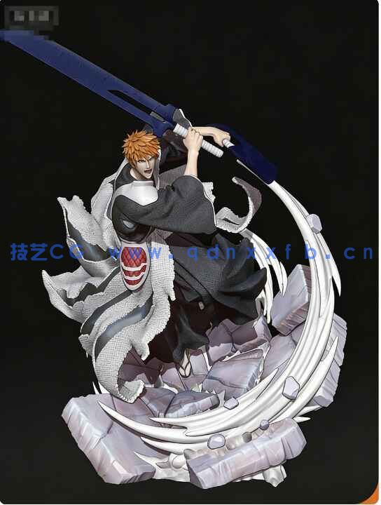 [3D打印人物] 黑崎一护Ichigo Kurosaki战斗姿势《死神》动漫角色雕刻手办3D打印模型(图2)