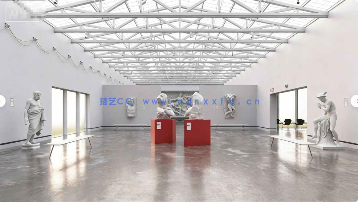 [室内设计] 15组画廊艺术馆办公室等公共室内场景3D模型合集 Evermotion第66季(图4)