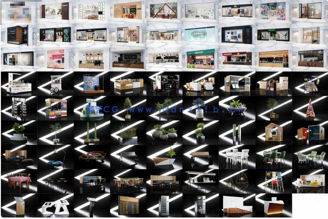 [室内设计] 80组商店商场室内设计设备相关3D模型合集(图2)