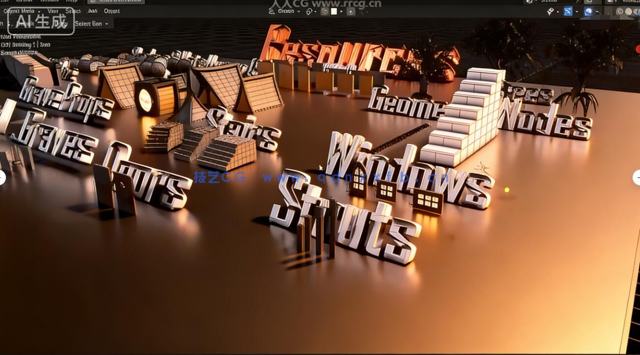 【中文字幕】Blender5与UE5.7幽灵鬼街大型建筑场景搭建实战训练(图3) 【中文字幕】Blender5与UE5.7幽灵鬼街大型建筑场景搭建实战训练(图3)