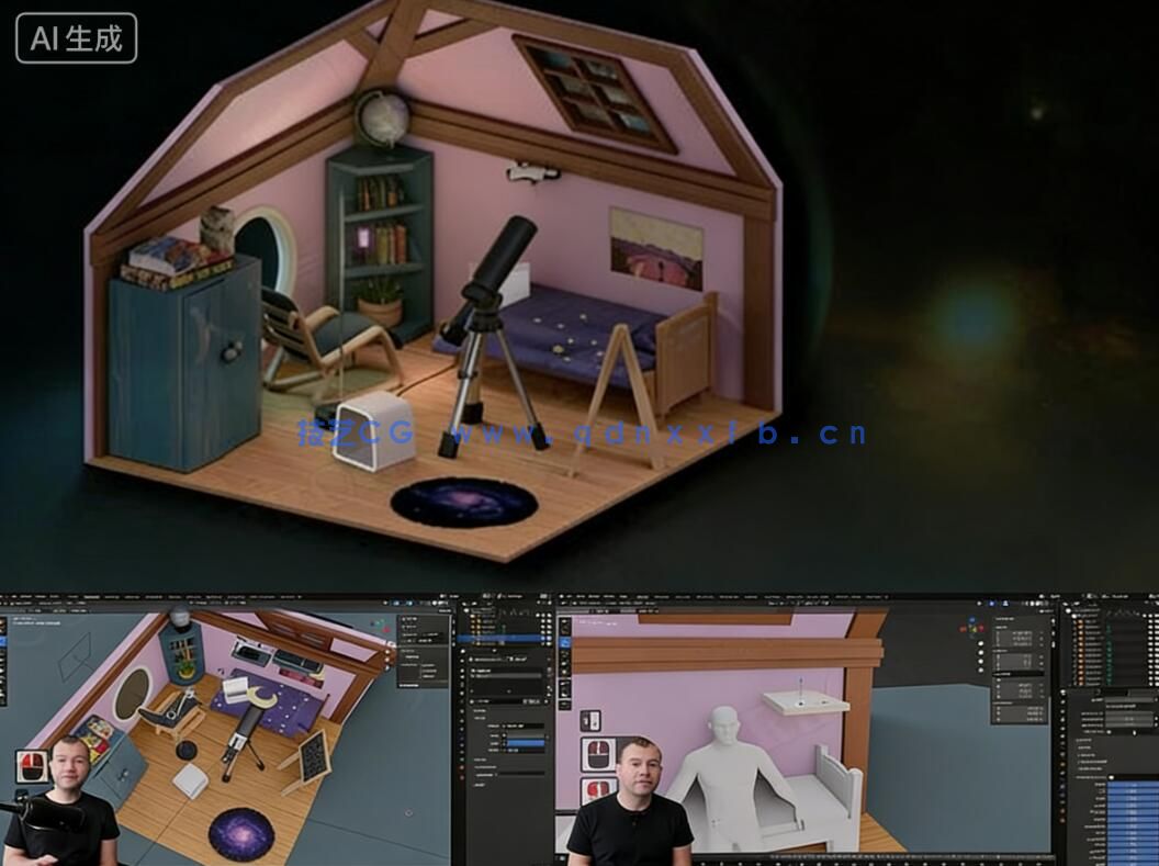 【中文字幕】Blender等距视角房间设计艺术实战训练视频教程(图1) 【中文字幕】Blender等距视角房间设计艺术实战训练视频教程(图1)