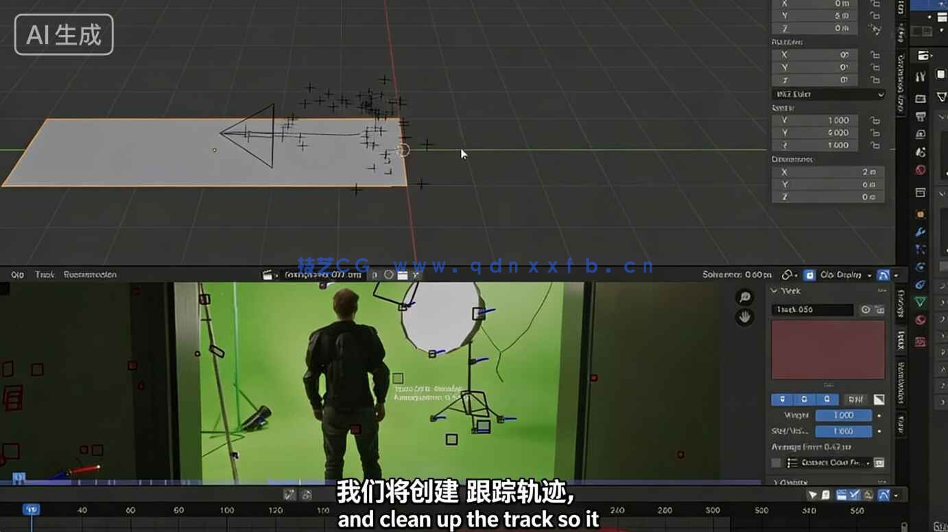 【中文字幕】Blender与AE绿幕实拍素材无缝融合3D场景技术视频教程(图4) 【中文字幕】Blender与AE绿幕实拍素材无缝融合3D场景技术视频教程(图4)