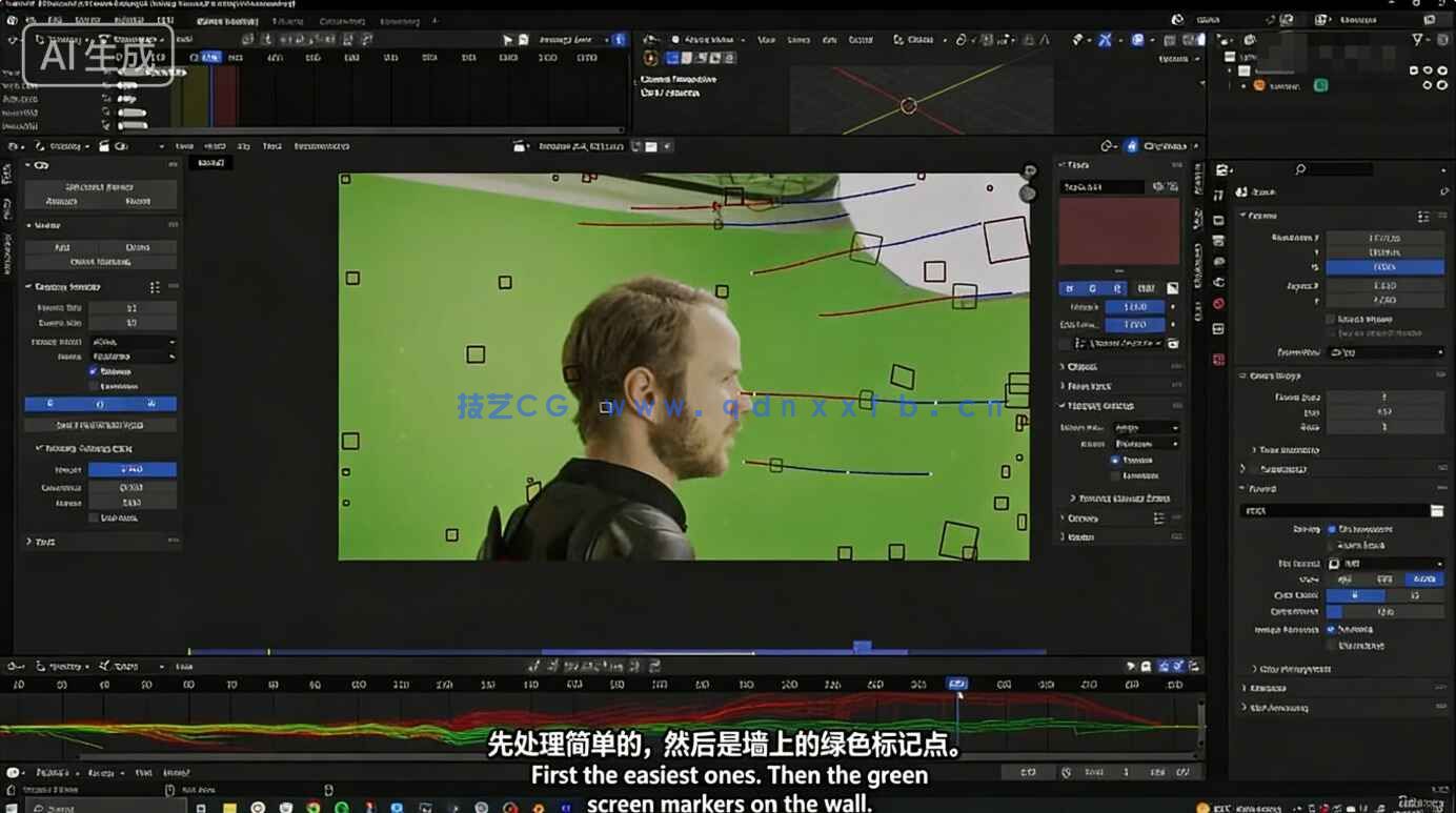 【中文字幕】Blender与AE绿幕实拍素材无缝融合3D场景技术视频教程(图5) 【中文字幕】Blender与AE绿幕实拍素材无缝融合3D场景技术视频教程(图5)