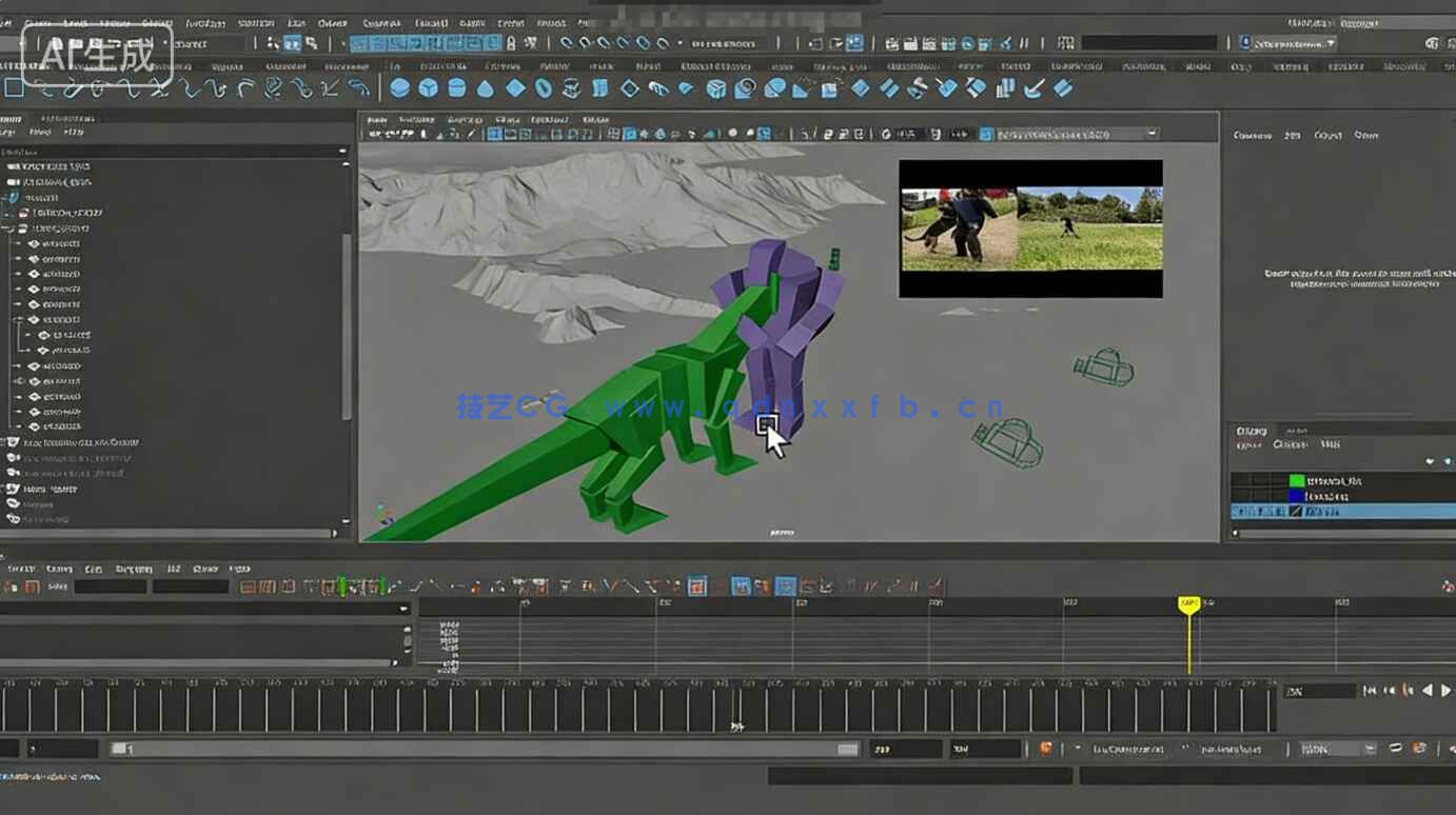 【中文字幕】Maya超级怪兽复杂战斗动画镜头制作视频教程(图7) 【中文字幕】Maya超级怪兽复杂战斗动画镜头制作视频教程(图7)