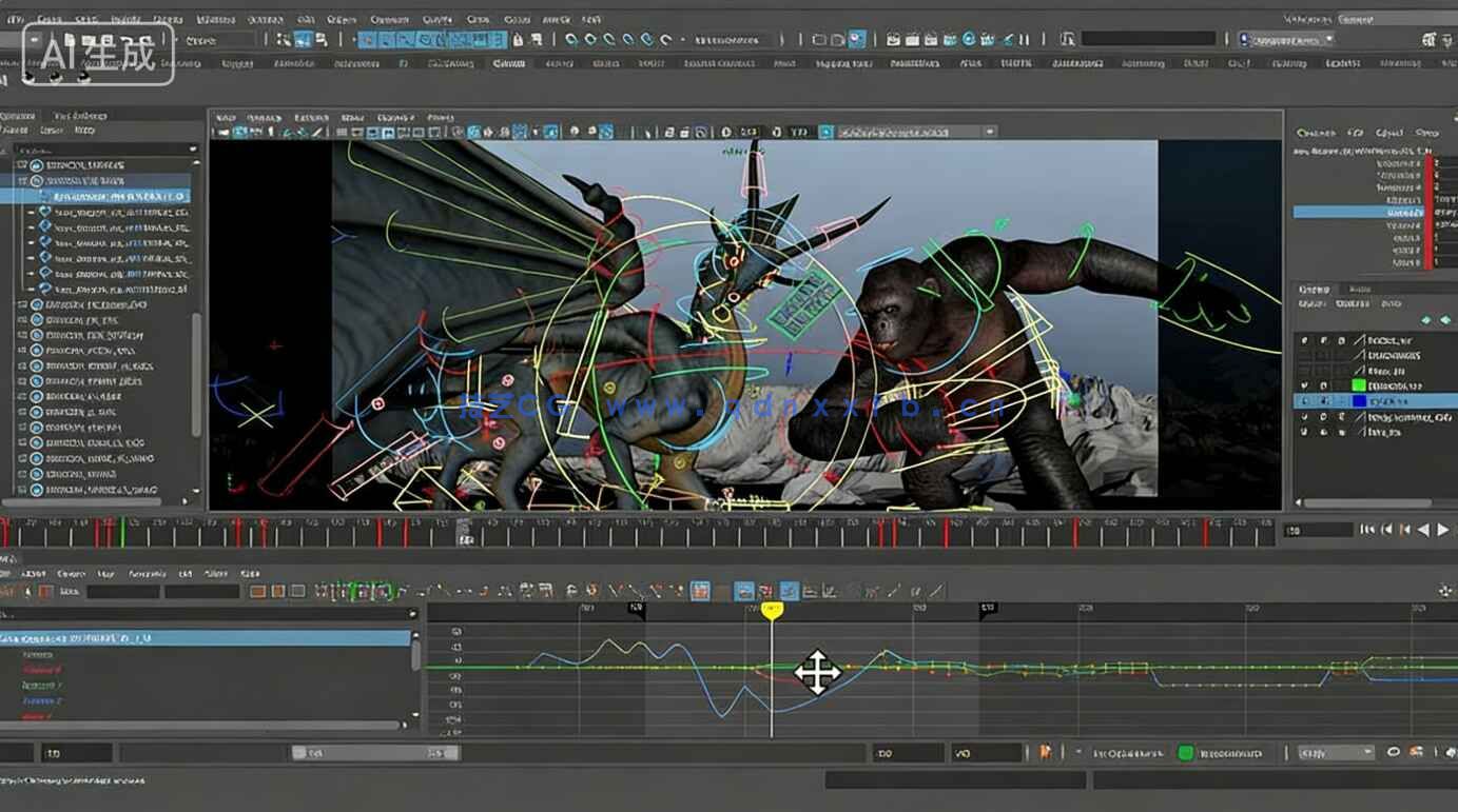 【中文字幕】Maya超级怪兽复杂战斗动画镜头制作视频教程(图3) 【中文字幕】Maya超级怪兽复杂战斗动画镜头制作视频教程(图3)