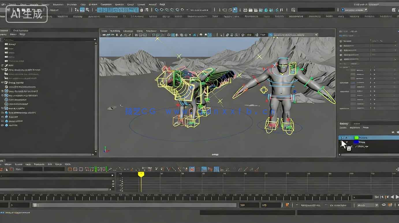 【中文字幕】Maya超级怪兽复杂战斗动画镜头制作视频教程(图9) 【中文字幕】Maya超级怪兽复杂战斗动画镜头制作视频教程(图9)