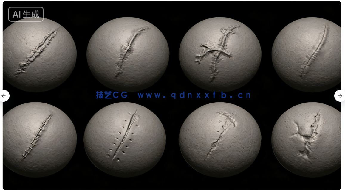 30款恐怖伤口疤痕细节雕刻VDM笔刷ZBrush与lender套件(图4) 30款恐怖伤口疤痕细节雕刻VDM笔刷ZBrush与lender套件(图4)