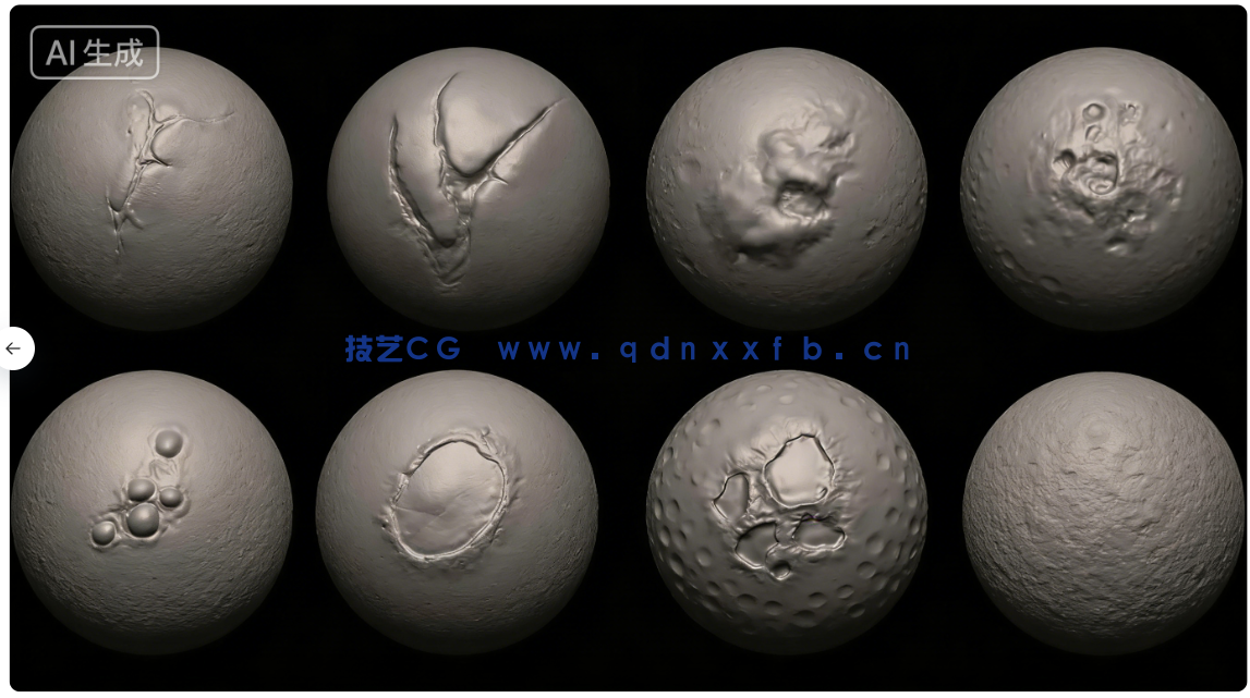 30款恐怖伤口疤痕细节雕刻VDM笔刷ZBrush与lender套件(图5) 30款恐怖伤口疤痕细节雕刻VDM笔刷ZBrush与lender套件(图5)
