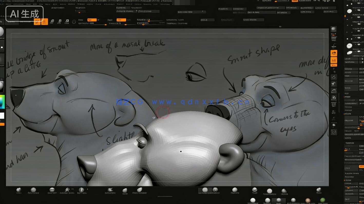 【中文字幕】ZBrush迪斯尼卡通熊角色雕刻大师级训练视频教程(图4) 【中文字幕】ZBrush迪斯尼卡通熊角色雕刻大师级训练视频教程(图4)