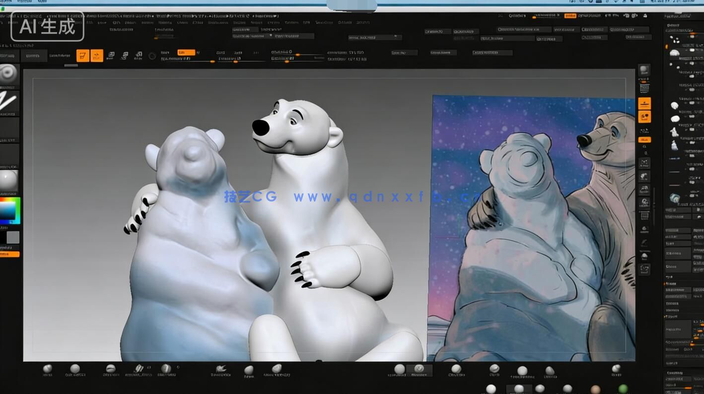 【中文字幕】ZBrush迪斯尼卡通熊角色雕刻大师级训练视频教程(图3) 【中文字幕】ZBrush迪斯尼卡通熊角色雕刻大师级训练视频教程(图3)