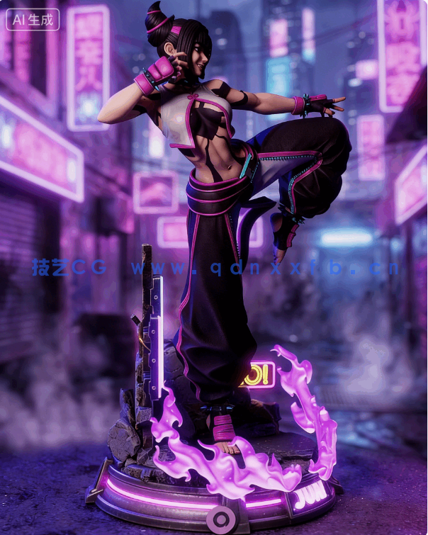 韩蛛俐Juri Han站姿《街头霸王》游戏角色雕刻手办3D打印模型(图4)