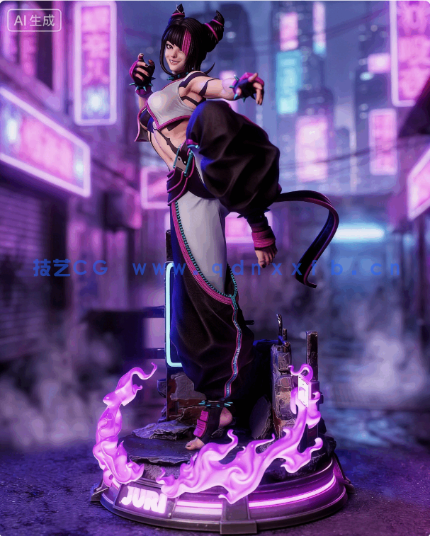 韩蛛俐Juri Han站姿《街头霸王》游戏角色雕刻手办3D打印模型(图3)