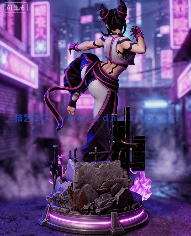 韩蛛俐Juri Han站姿《街头霸王》游戏角色雕刻手办3D打印模型(图5)