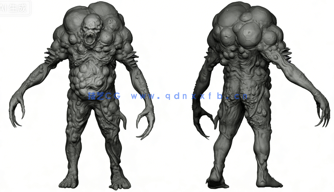 80款不死生物亡灵丧尸手工雕刻VDM笔刷ZBrush套件(图3)