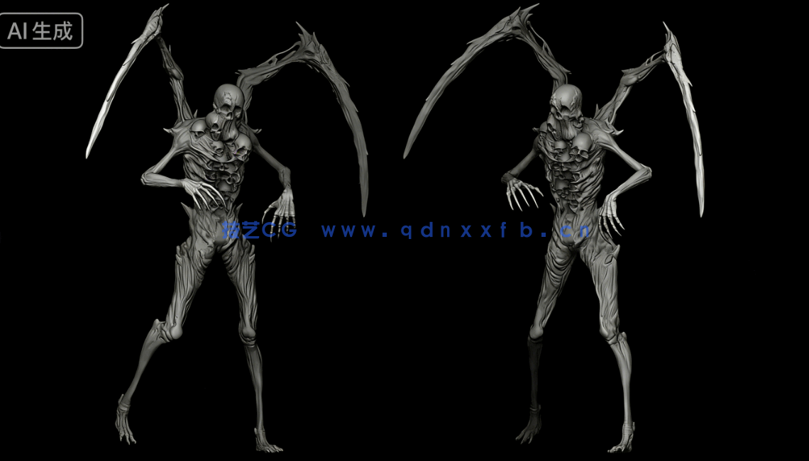 80款不死生物亡灵丧尸手工雕刻VDM笔刷ZBrush套件(图9)