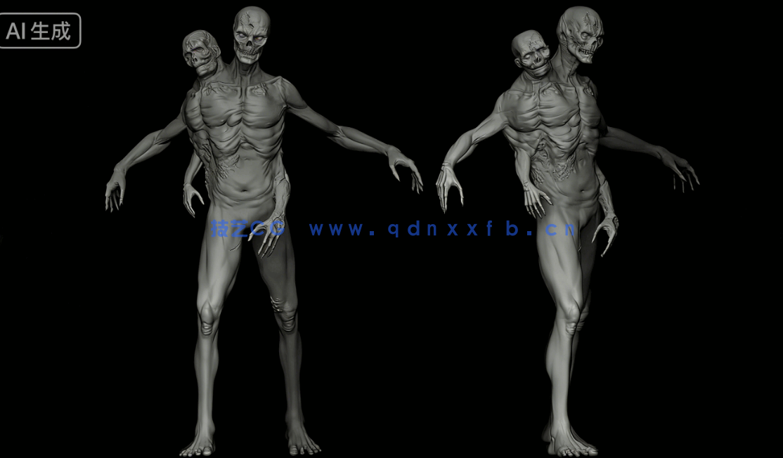 80款不死生物亡灵丧尸手工雕刻VDM笔刷ZBrush套件(图6)