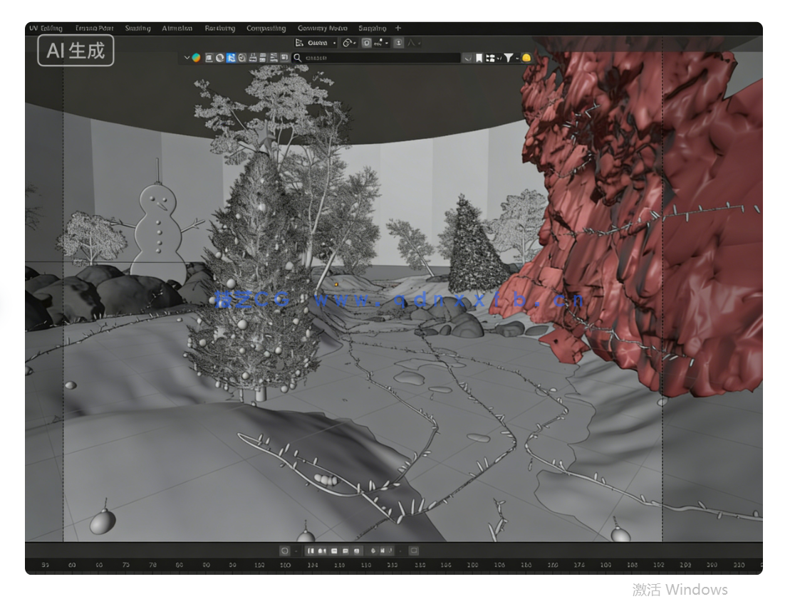 Blender圣诞节雾气小镇树林场景模型工程文件带材质贴图灯光(图2) Blender圣诞节雾气小镇树林场景模型工程文件带材质贴图灯光(图2)