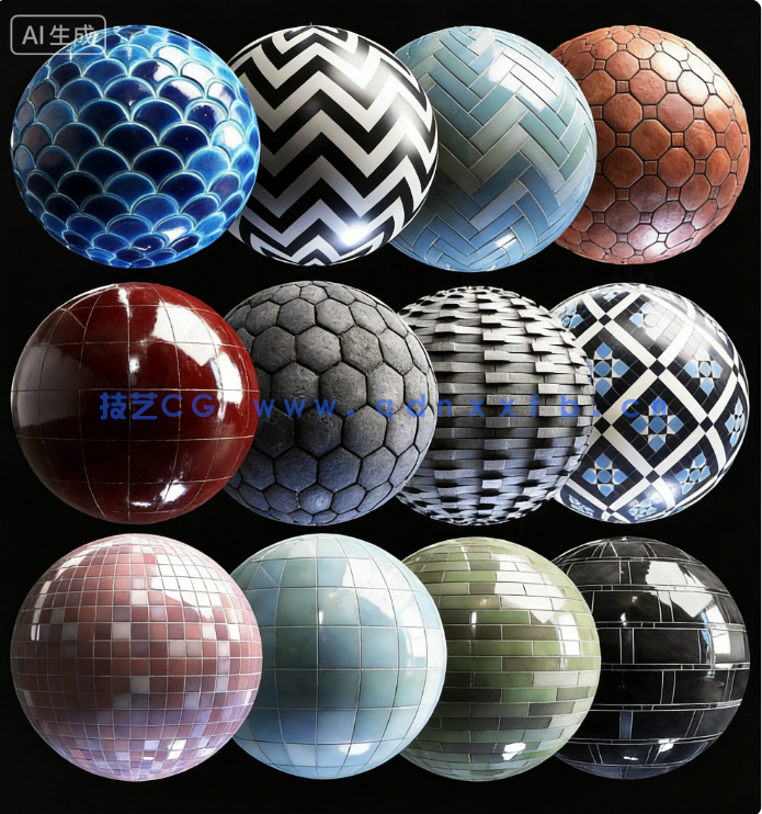 12组Blender高质量瓷砖类PBR材质素材资源包(图1) 12组Blender高质量瓷砖类PBR材质素材资源包(图1)