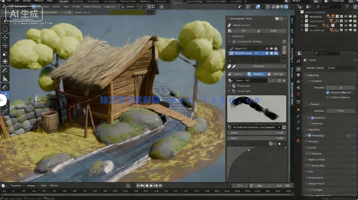 Brushstroke Tools 3D画笔描绘Blender插件V1.2.1版(图3) Brushstroke Tools 3D画笔描绘Blender插件V1.2.1版(图3)