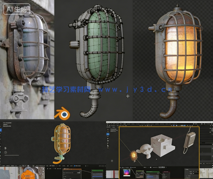【中文字幕】Blender复古旧灯建模与贴图实例制作视频教程(图6) 【中文字幕】Blender复古旧灯建模与贴图实例制作视频教程(图6)