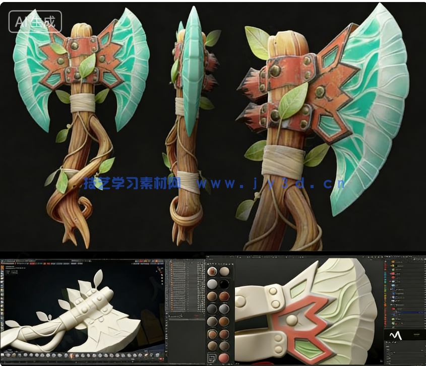 【中文字幕】Blender游戏战斧从概念设计到最终成品全流程制作视(图10)