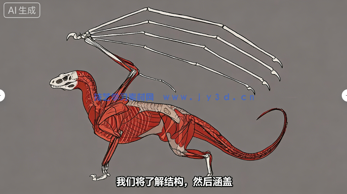 龙类生物系统性解剖绘画原理实战训练视频教程(图6)