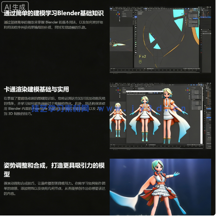Blender卡通渲染角色从建模到后期实战全流程视频教(图3) Blender卡通渲染角色从建模到后期实战全流程视频教(图3)
