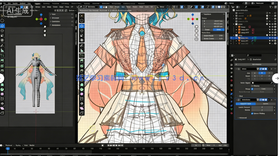 Blender卡通渲染角色从建模到后期实战全流程视频教(图8) Blender卡通渲染角色从建模到后期实战全流程视频教(图8)