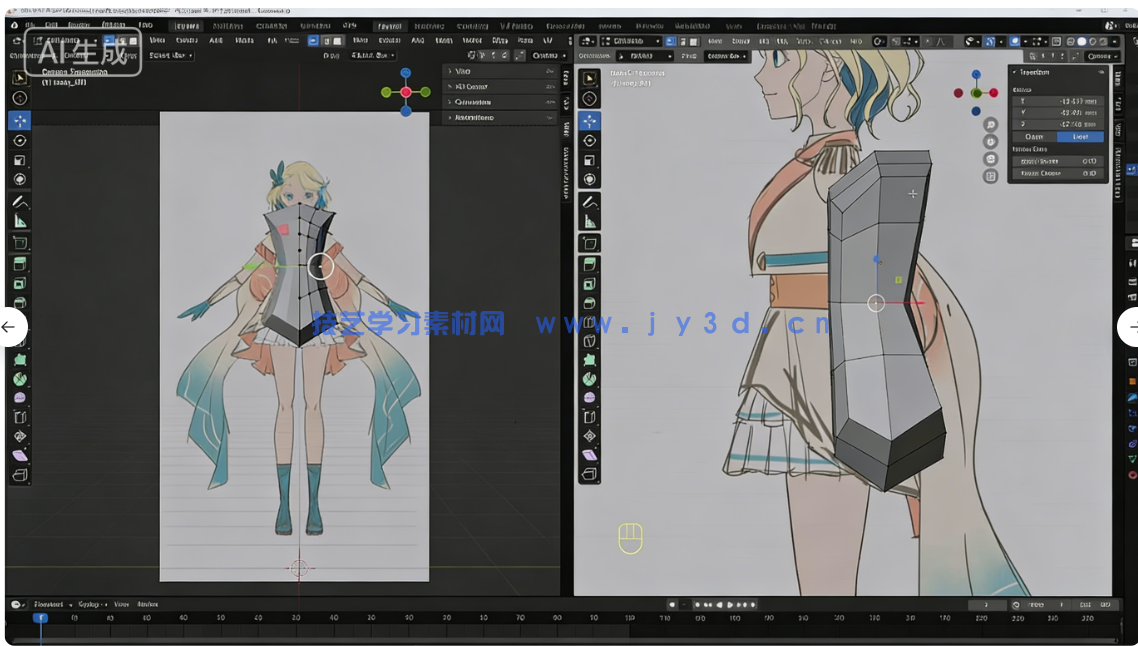 Blender卡通渲染角色从建模到后期实战全流程视频教(图7) Blender卡通渲染角色从建模到后期实战全流程视频教(图7)