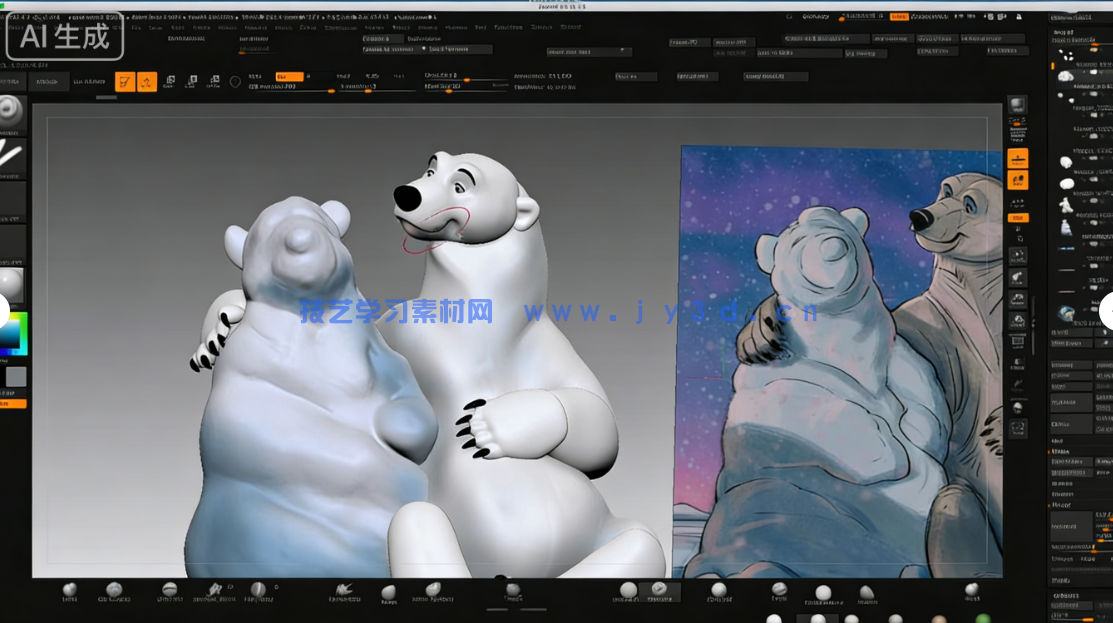 ZBrush迪斯尼卡通熊角色雕刻大师级训练视频教程(图2) ZBrush迪斯尼卡通熊角色雕刻大师级训练视频教程(图2)