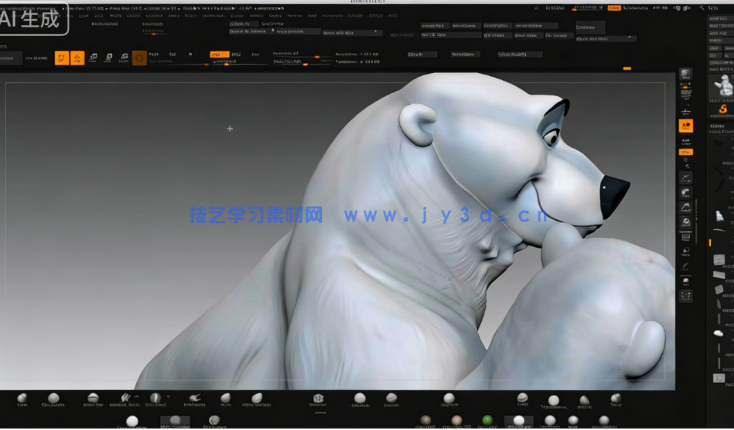 ZBrush迪斯尼卡通熊角色雕刻大师级训练视频教程(图4) ZBrush迪斯尼卡通熊角色雕刻大师级训练视频教程(图4)