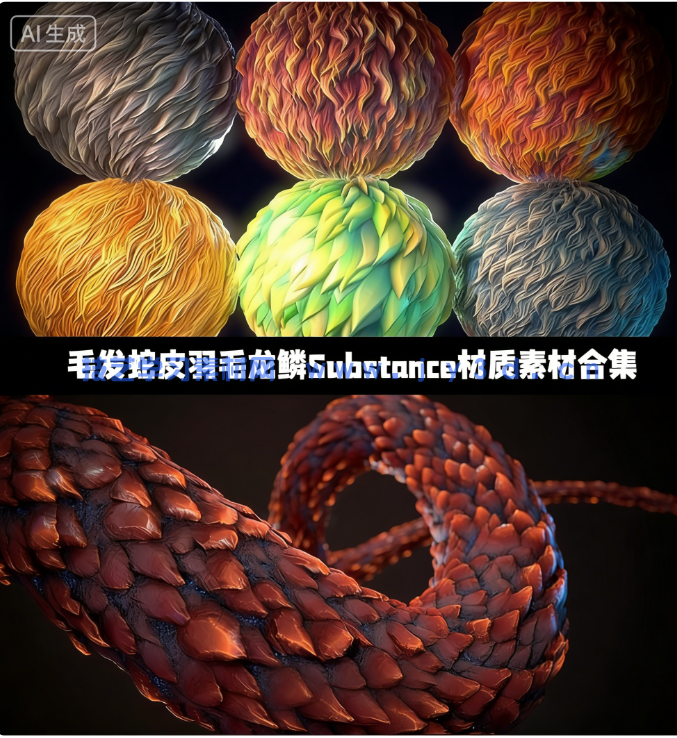 毛发蛇皮羽毛龙鳞Substance材质素材合集(图1) 毛发蛇皮羽毛龙鳞Substance材质素材合集(图1)