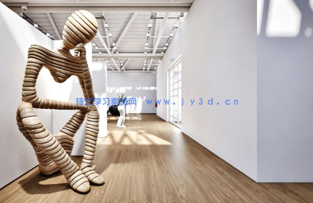 现代艺术展览空间室内可视化实时渲染场景UE游戏素材(图5) 现代艺术展览空间室内可视化实时渲染场景UE游戏素材(图5)