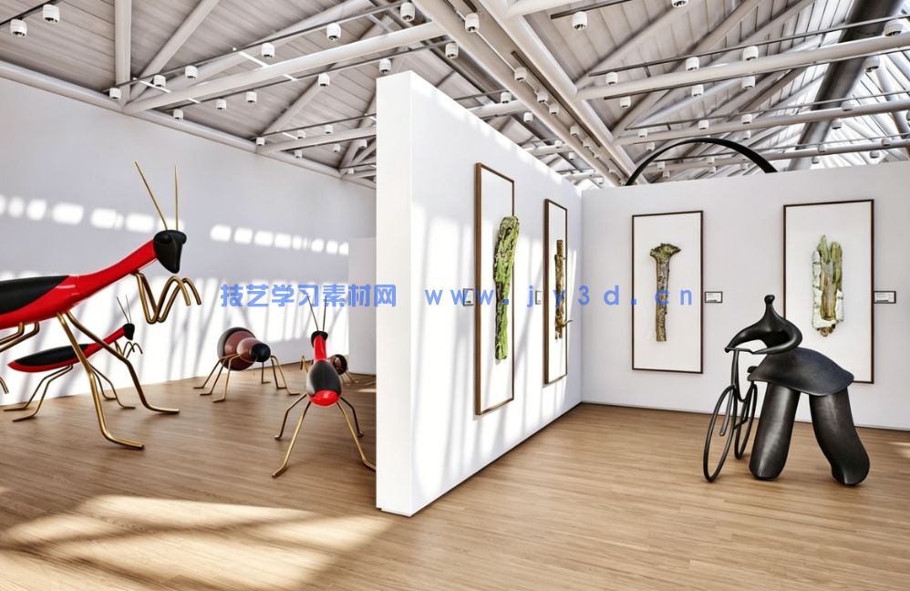 现代艺术展览空间室内可视化实时渲染场景UE游戏素材(图4) 现代艺术展览空间室内可视化实时渲染场景UE游戏素材(图4)